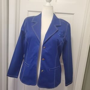 Koret Blue With White Stitching Lightweight Blazer Size Medium, Preppy